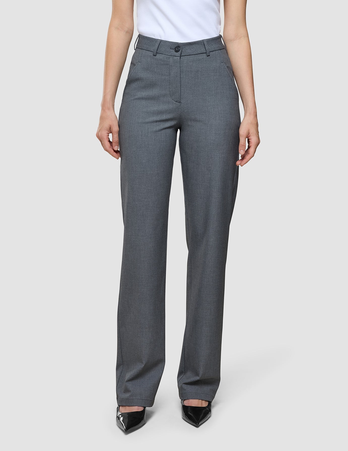 Women's Essential Pants Straight Dark Grey Melange